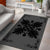 Hawaiian Quilt Maui Plant And Hibiscus Pattern Area Rug - Black Gray - AH - Polynesian Pride