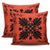 Hawaiian Quilt Maui Plant And Hibiscus Pattern Pillow Covers - Black Orange - AH - Polynesian Pride