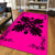 Hawaiian Quilt Maui Plant And Hibiscus Pattern Area Rug - Black Pink - AH - Polynesian Pride