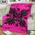 Hawaiian Quilt Maui Plant And Hibiscus Premium Blanket - Black Pink - AH - Polynesian Pride