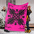 Hawaiian Quilt Maui Plant And Hibiscus Premium Blanket - Black Pink - AH - Polynesian Pride