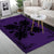 Hawaiian Quilt Maui Plant And Hibiscus Pattern Area Rug - Black Purple - AH - Polynesian Pride