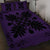 Hawaiian Quilt Maui Plant And Hibiscus Pattern Quilt Bed Set - Black Purple - AH - Polynesian Pride