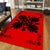 Hawaiian Quilt Maui Plant And Hibiscus Pattern Area Rug - Black Red - AH - Polynesian Pride