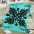 Hawaiian Quilt Maui Plant And Hibiscus Premium Blanket - Black Turquoise - AH - Polynesian Pride