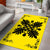 Hawaiian Quilt Maui Plant And Hibiscus Pattern Area Rug - Black Yellow - AH - Polynesian Pride