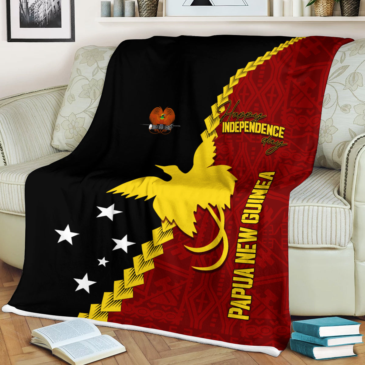 Papua New Guinea Premium Blanket 49th Independence Anniversary - Motu Revareva LT7 White - Polynesian Pride