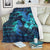 Hawaii Couple Shark Hibiscus Polynesian Premium Blanket - Blue - Mina Style - AH - Polynesian Pride