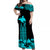 PNG Hibiscus Tribal Pattern Off Shoulder Long Dress Motuan Turquoise Color LT7 Long Dress Black - Polynesian Pride