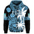 Fiji Coat of Arms Hoodie Masi Tapa Mixed Palm Tree No1 Blue Version LT9 Zip Hoodie Blue - Polynesian Pride