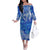 Polynesian Long Sleeves Long Dress Tapa Plumeria Style - Blue LT7 Women Blue - Polynesian Pride