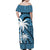 Fiji Coat Of Arms Women Off Shoulder Long Dress Masi Tapa Mixed Palm Tree No1 Blue Version LT9 - Polynesian Pride