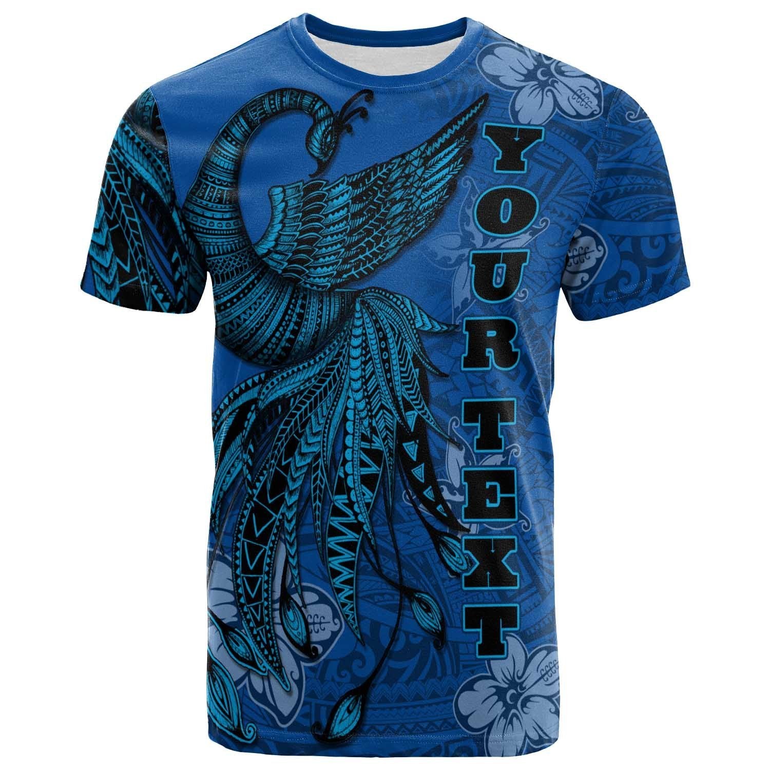 Hawaii Custom T Shirt Polynesian Phoenix Bird, Fairytales Bird Blue Unisex Blue - Polynesian Pride