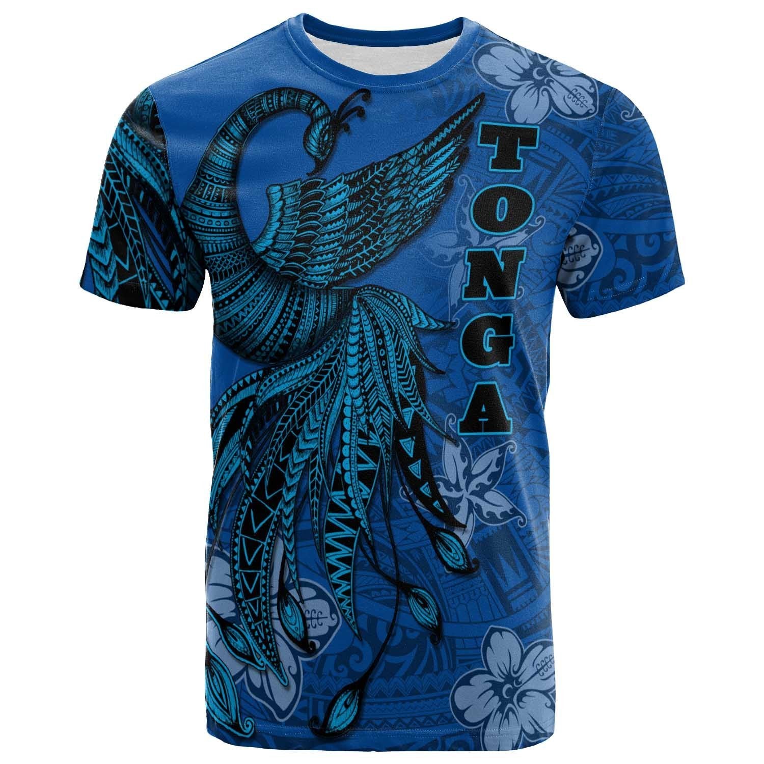 Tonga T Shirt Polynesian Phoenix Bird, Fairytales Bird Blue Unisex Blue - Polynesian Pride