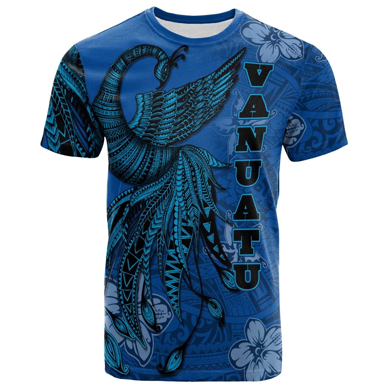 Vanuatu T Shirt Polynesian Phoenix Bird, Fairytales Bird Blue Unisex Blue - Polynesian Pride