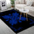 Hawaiian Quilt Maui Plant And Hibiscus Pattern Area Rug - Blue Black - AH - Polynesian Pride