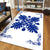 Hawaiian Quilt Maui Plant And Hibiscus Pattern Area Rug - Blue White - AH - Polynesian Pride