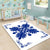 Hawaiian Quilt Maui Plant And Hibiscus Pattern Area Rug - Blue White - AH - Polynesian Pride