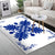 Hawaiian Quilt Maui Plant And Hibiscus Pattern Area Rug - Blue White - AH - Polynesian Pride