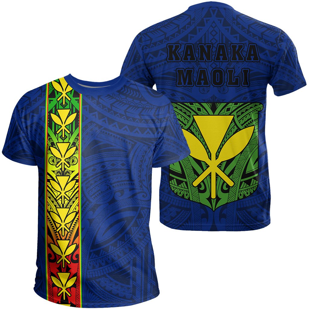 Hawaii Kanaka Flag Polynesian T Shirt Kanaka Maoli Spirit Blue Unisex Blue - Polynesian Pride