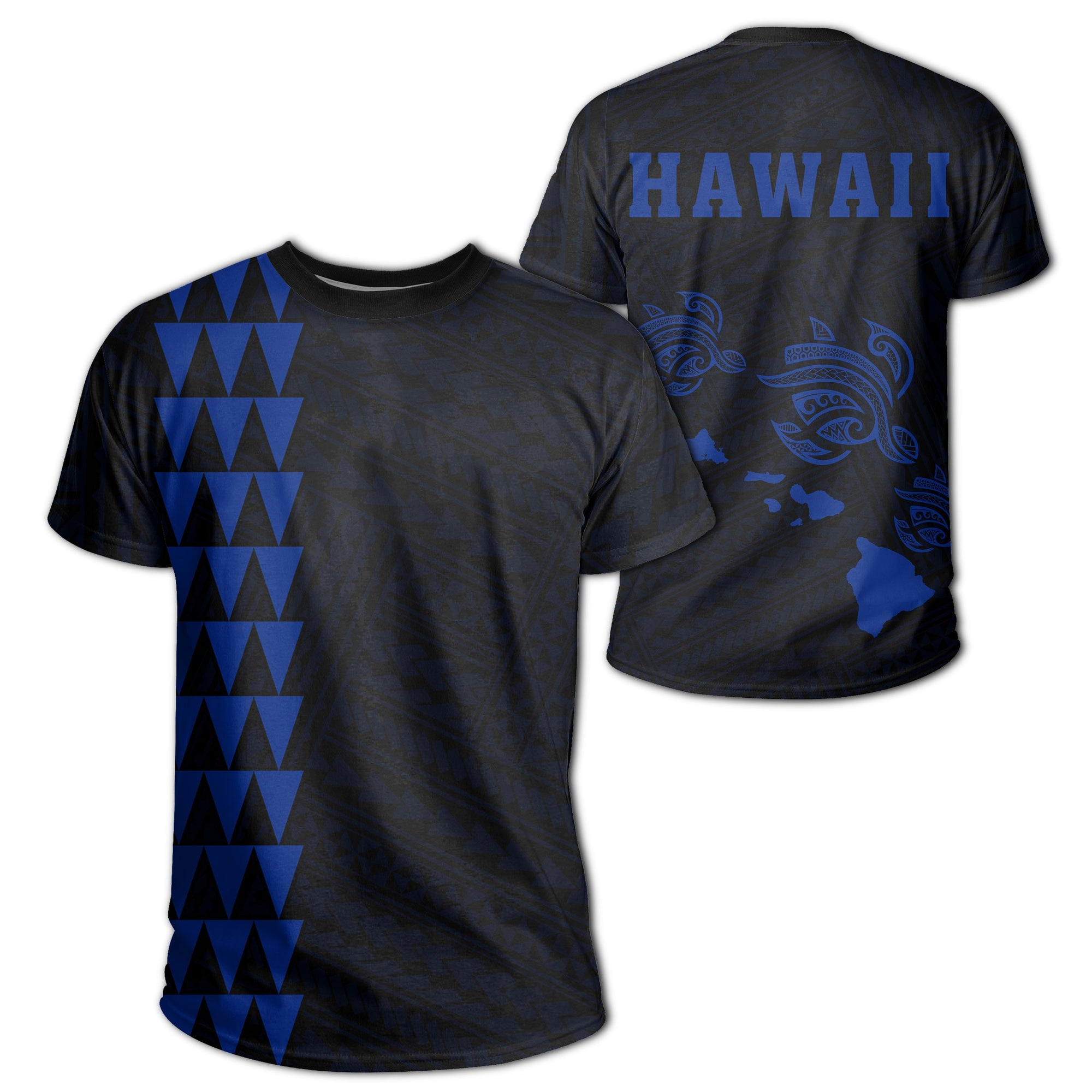 Hawaii Kakau Three Turtles T Shirt Blue Unisex Blue - Polynesian Pride