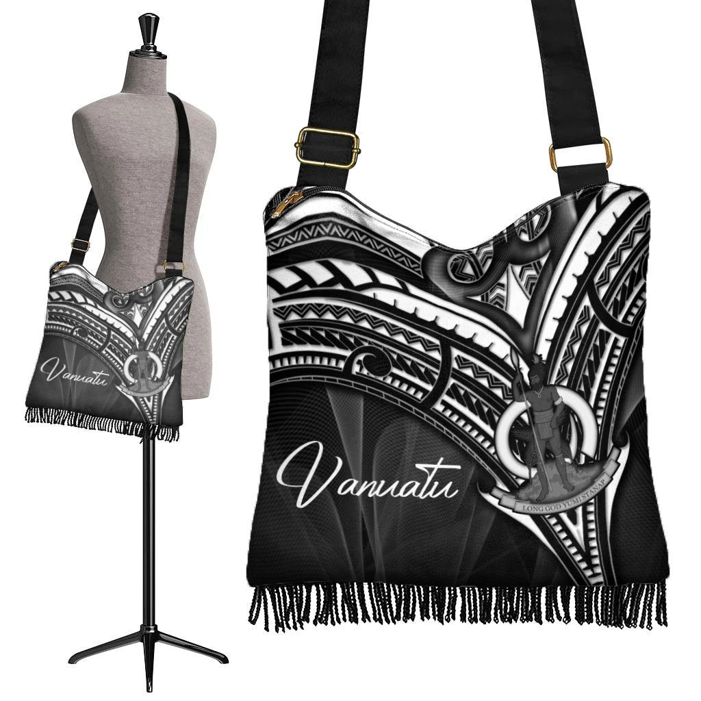 Vanuatu Boho Handbag - Cross Style Boho Handbag One Size Black - Polynesian Pride