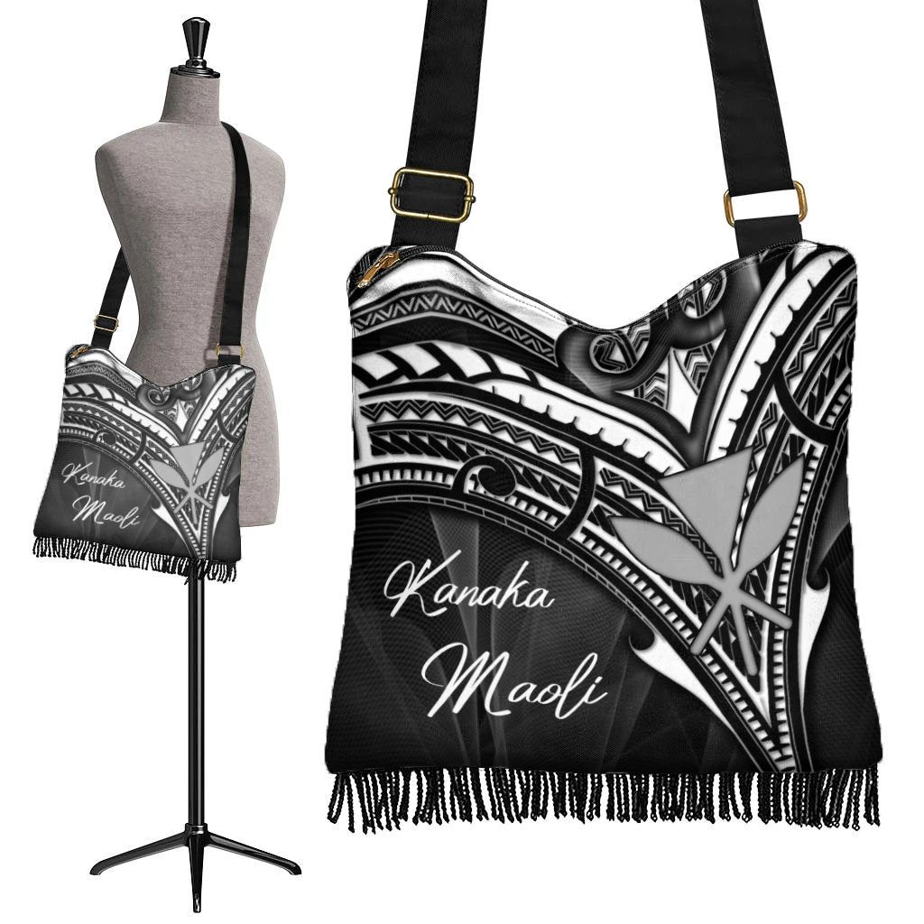 Hawaii Kanaka Maoli Boho Handbag - Cross Style Boho Handbag One Size Black - Polynesian Pride