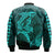 (Custom Personalised) Hawaii Bomber Jacket Shark and Turtle Mix Kakau Turquoise LT9 - Polynesian Pride