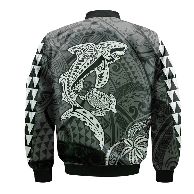 (Custom Personalised) Hawaii Bomber Jacket Shark and Turtle Mix Kakau LT9 - Polynesian Pride