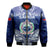 (Custom Personalised) Samoa Coat Of Arms Bomber Jacket Polynesian Pattern LT9 Unisex Blue - Polynesian Pride