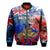 (Custom Personalised) New Zealand ANZAC Day Bomber Jacket Grunge Aotearoa Flag and Red Poppy LT9 Unisex Blue - Polynesian Pride