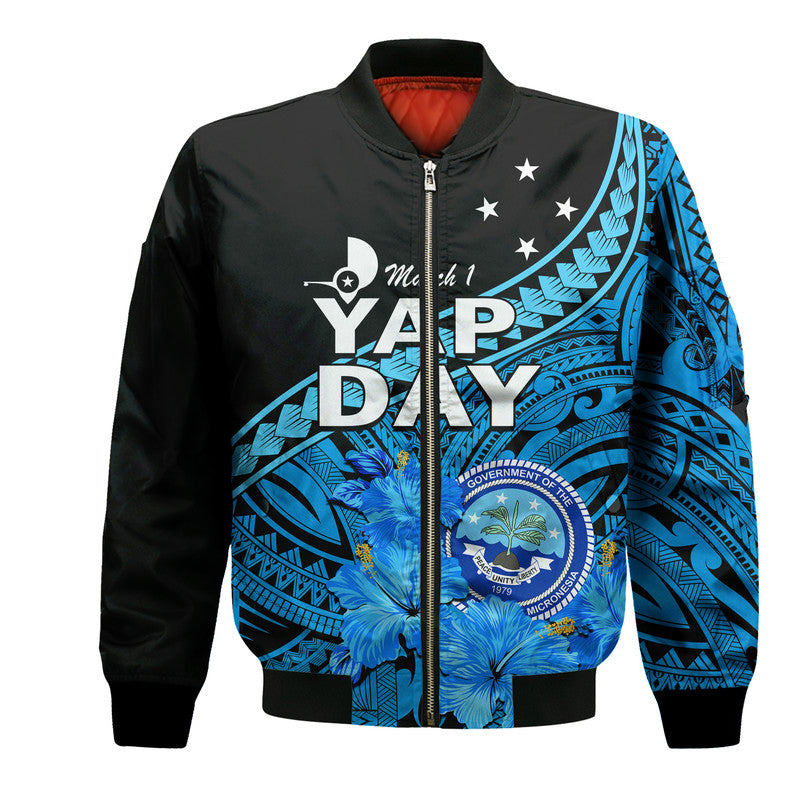 (Custom Personalised) Yap State Day Baseball Jacket Yap Flag and FSM Seal LT9 Unisex Blue - Polynesian Pride