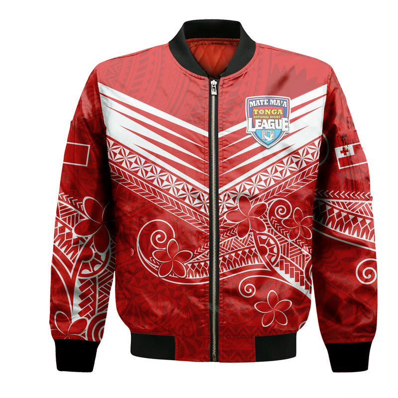 Tonga Mate Ma'a Rugby Kupesi Bomber Jacket LT9 Unisex Red - Polynesian Pride