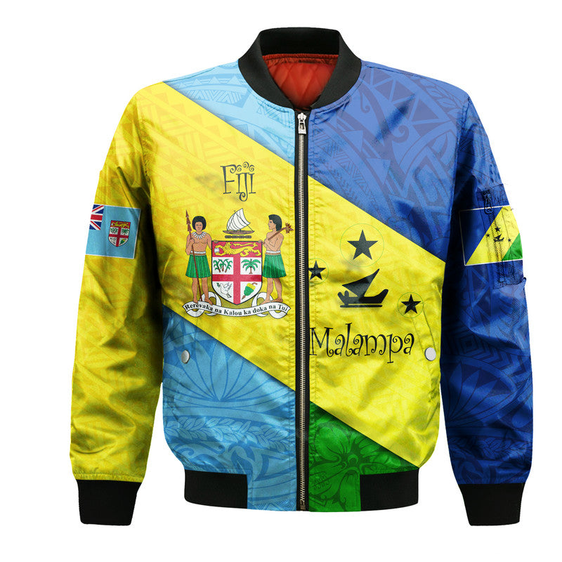 (Custom Personalised) Malampa Fiji Day Bomber Jacket Polynesian Line Arty Style LT9 Unisex Yellow - Polynesian Pride