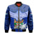 (Custom Personalised) Fiji Coat Of Arms Bomber Jacket Polynesian Tapa Palm Tree LT9 Unisex Blue - Polynesian Pride