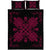 Hawaiian Quilt Maui Plant And Hibiscus Pattern Quilt Bed Set - Burgundy Black - AH Burgundy - Polynesian Pride