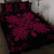 Hawaiian Quilt Maui Plant And Hibiscus Pattern Quilt Bed Set - Burgundy Black - AH - Polynesian Pride