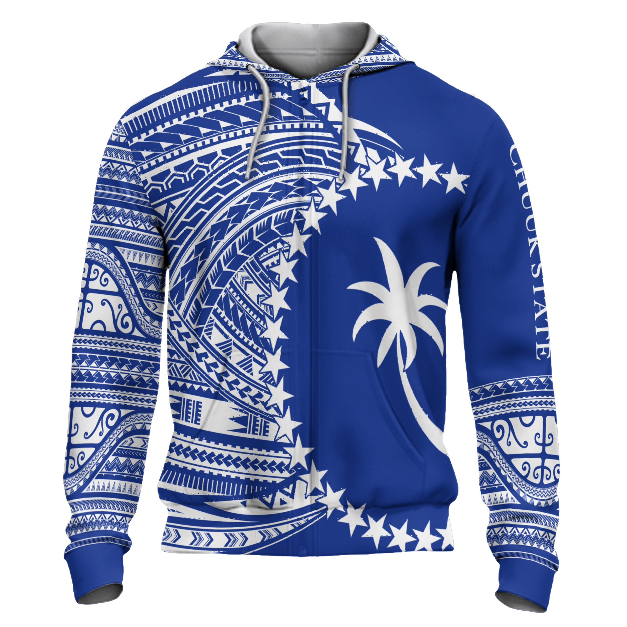 Chuuk Hoodie Micronesia Patterns With Coat of Arms Unisex Blue - Polynesian Pride