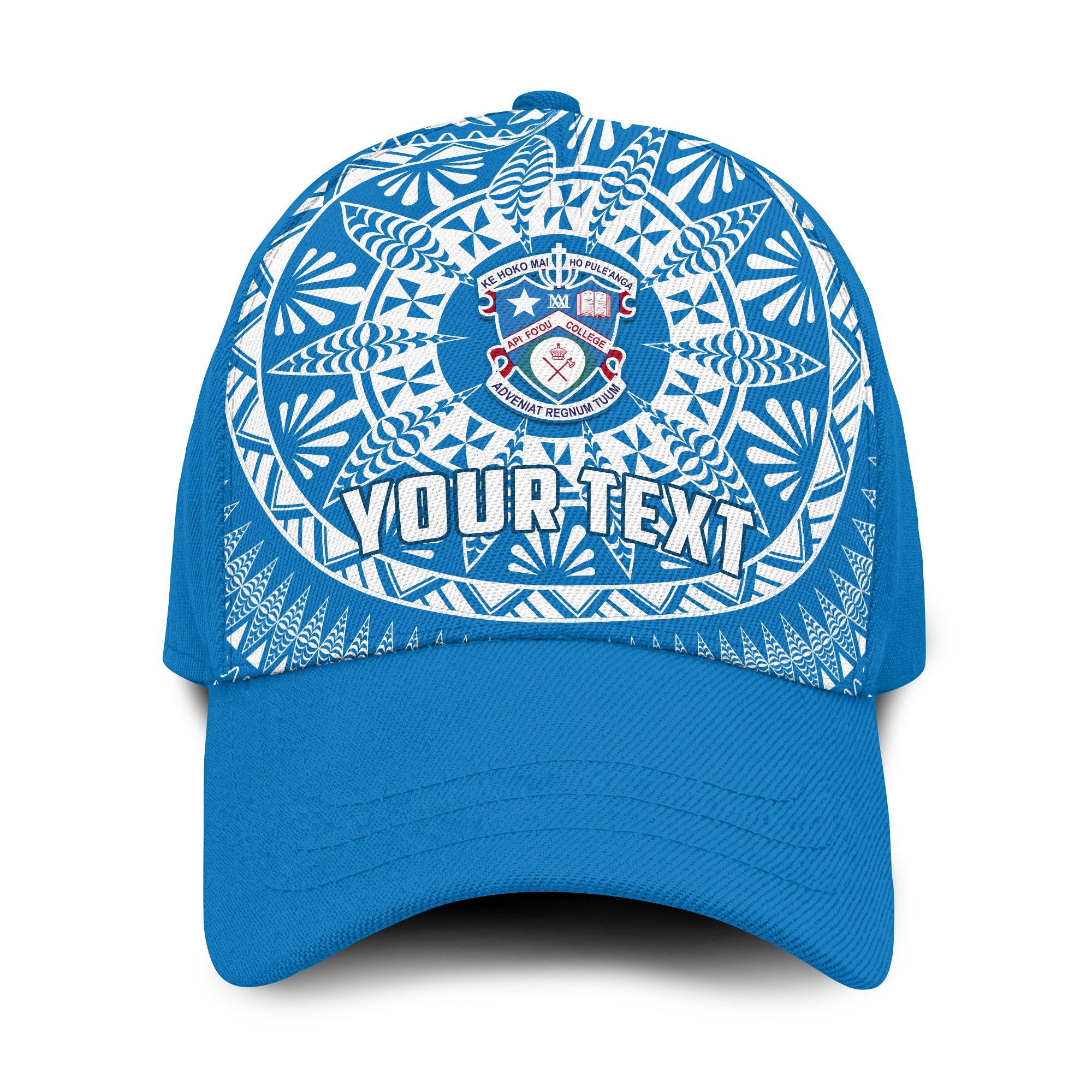 (Custom Personalised) Apifoou Tonga College Classic Cap Tongan Ngatu Pattern Ver.02 LT14 Classic Cap Universal Fit Blue - Polynesian Pride