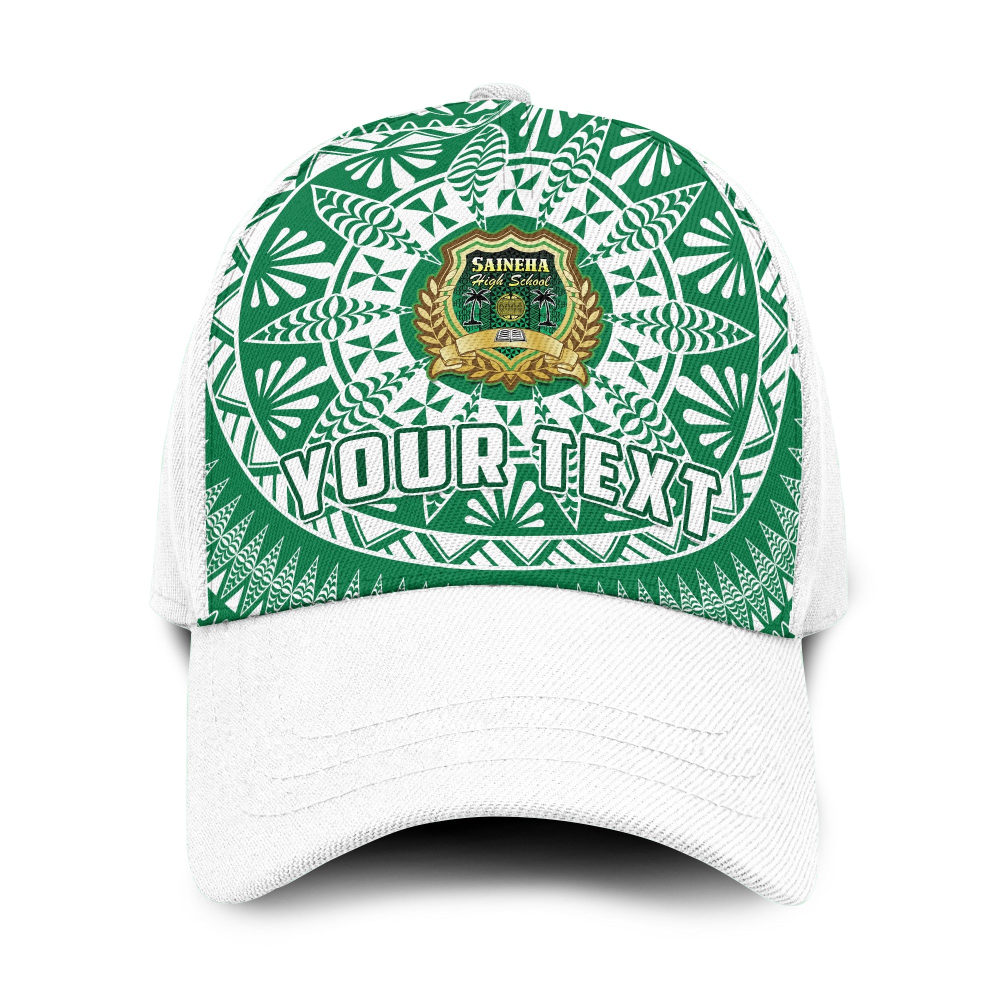 (Custom Personalised) Tonga Saineha High School Classic Cap Tongan Ngatu Pattern Ver.04 LT14 Classic Cap Universal Fit Green - Polynesian Pride