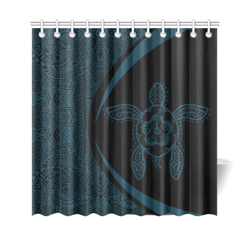 Hawaii Turtle Polynesian Shower Curtain-Circle Style 177 x 172 (cm) Black - Polynesian Pride