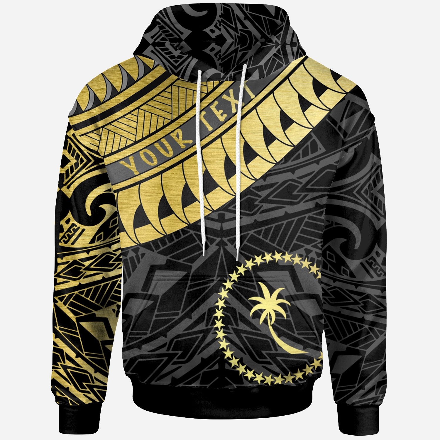 Chuuk Custom Hoodie Ginger Lei Pattern Unisex Black - Polynesian Pride