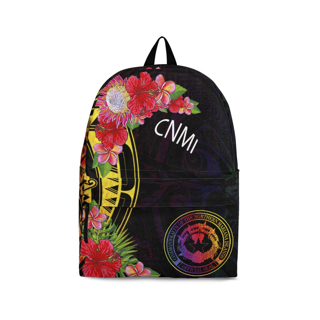 Northern Mariana Islands Backpack - Tropical Hippie Style Black - Polynesian Pride