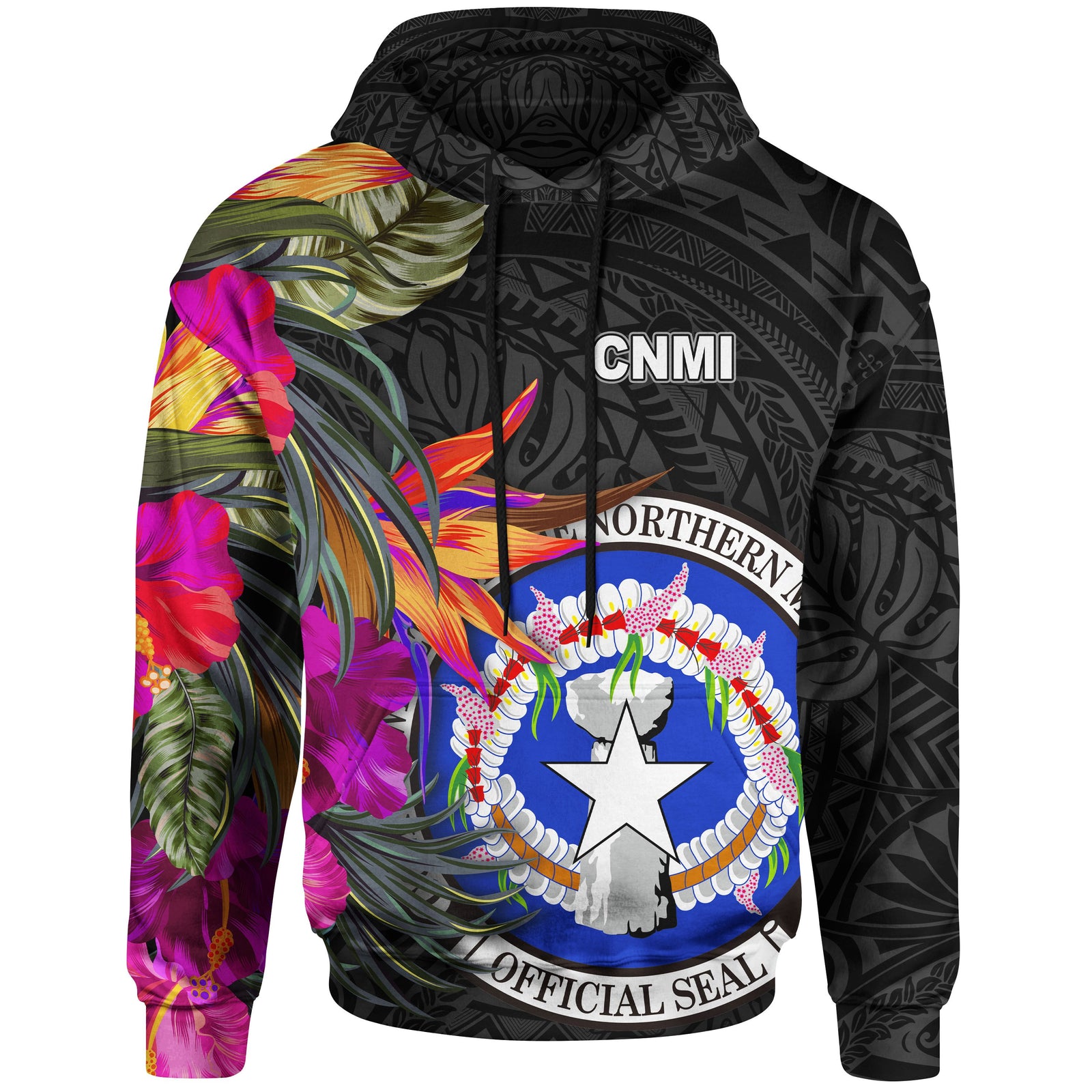 Northern Mariana Islands Hoodie Saipan Hibiscus Polynesian Pattern Art - Polynesian Pride