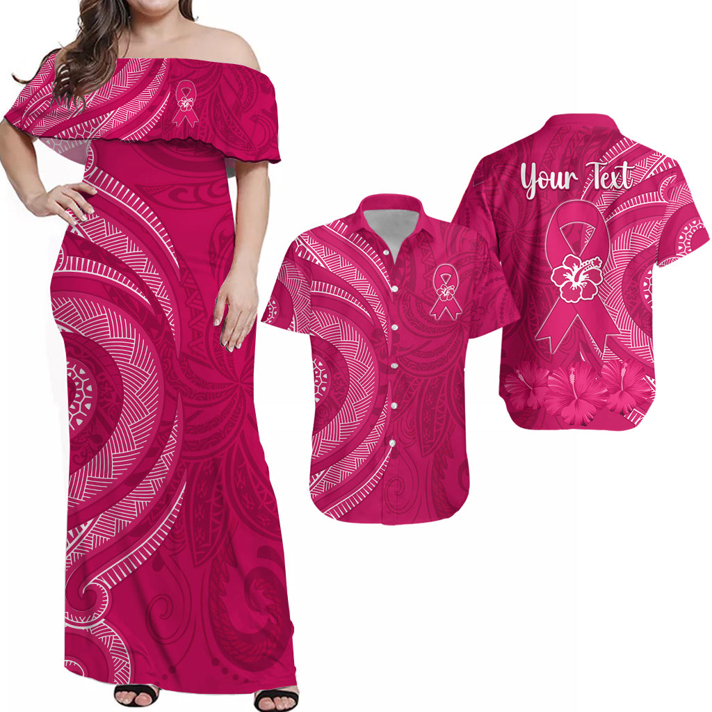 Custom Breast Cancer Awareness Polynesian Matching Hawaiian Shirt and Dress No One Fights Alone LT13 Pink - Polynesian Pride