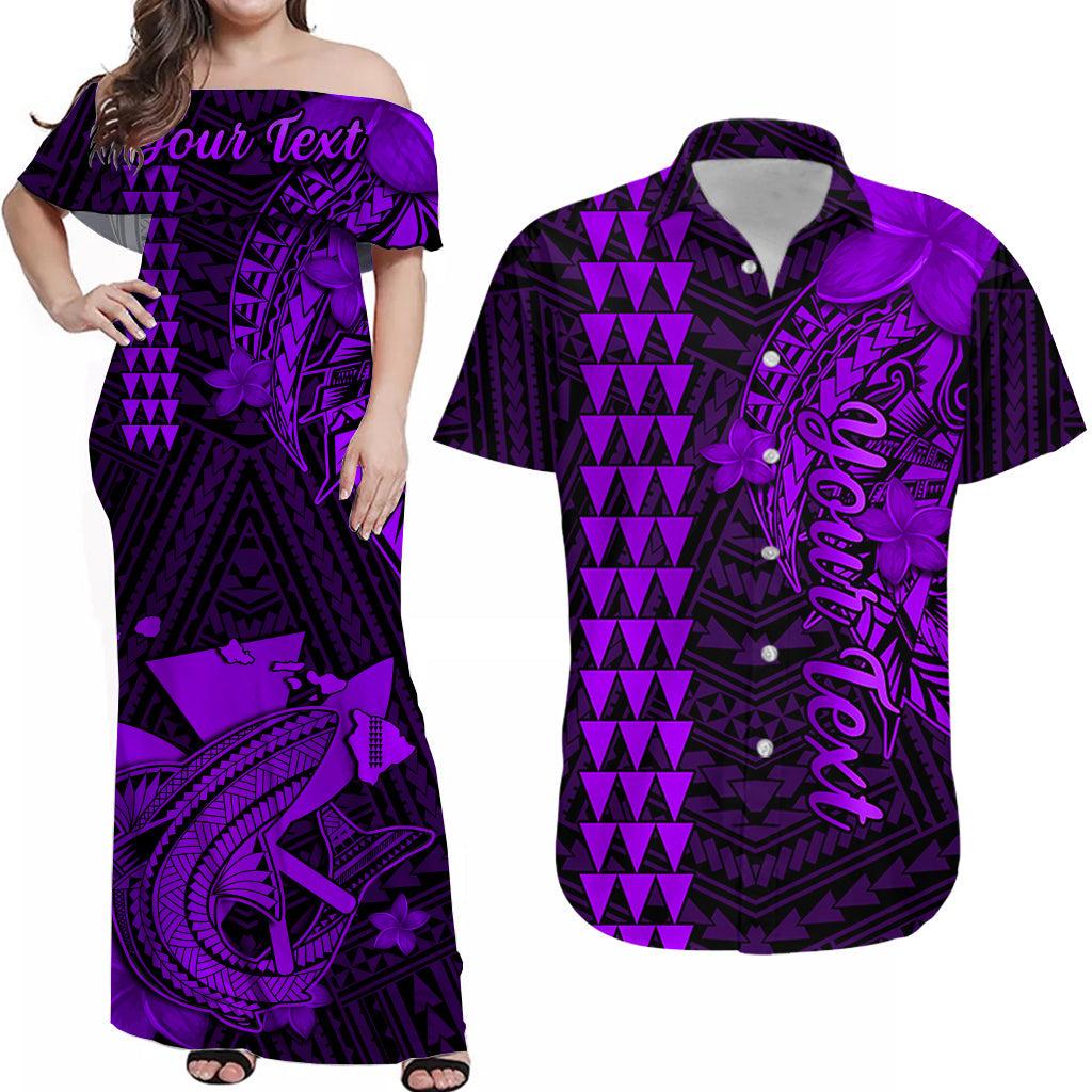 Custom Hawaii Matching Hawaiian Shirt and Dress Kakau Kanaka Maoli Combine Polynesian Shark Ver.05 LT14 Purple - Polynesian Pride