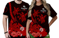 Custom New Caledonia Valentine Couple T Shirt My Sunshine Polynesia Turtle Red LT14 No Men - Polynesian Pride
