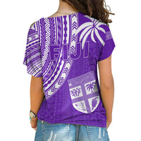 Fiji Rugby Sevens Cross Shoulder Shirt Fijian 7s Tapa Polynesian Purple LT13 - Polynesian Pride