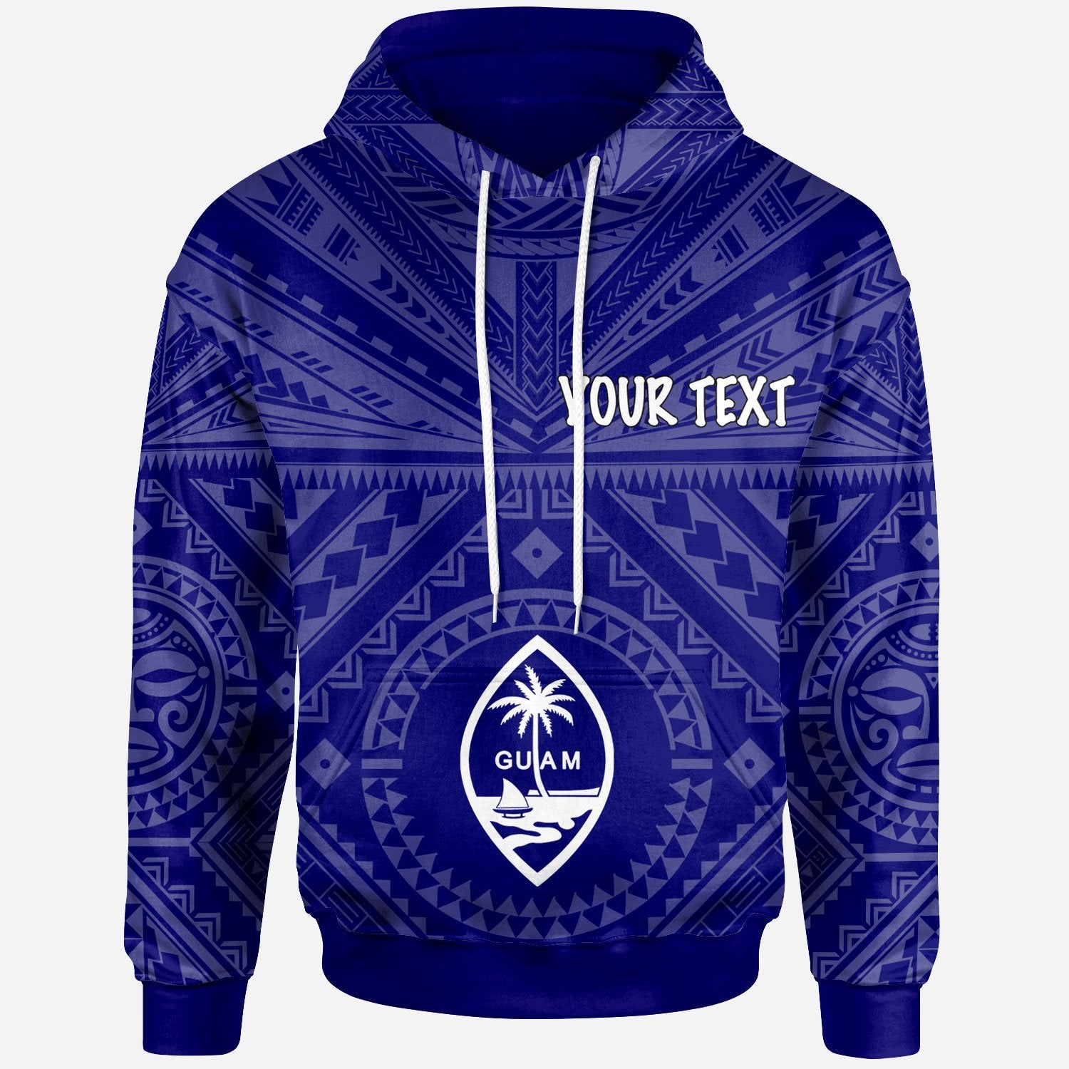 Guam Custom Hoodie Guam Seal With Polynesian Tattoo Style (Blue) Unisex Blue - Polynesian Pride