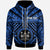 Fiji Custom Zip up Hoodie Fiji Seal With Polynesian Tattoo Style (Blue) Unisex Blue - Polynesian Pride